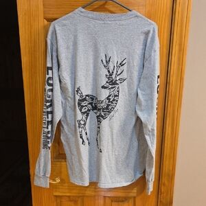 Luckless Long Sleeve Gray Shirt with Deer Graphic